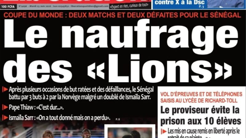 Découvrez les Unes des journaux sénégalais du mardi 23 juin 2026