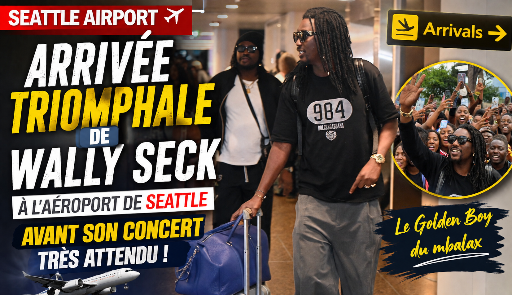 Seattle : arrivée triomphale de Wally Seck à l’aéroport avant son concert très attendu