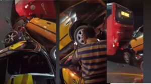 Carambolage spectaculaire : un camion, deux taxis et un bus Dakar Dem Dikk impliqués (vidéo)