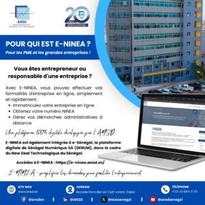 ANSD lance E-NINEA pour l’immatriculation en ligne des entreprises
