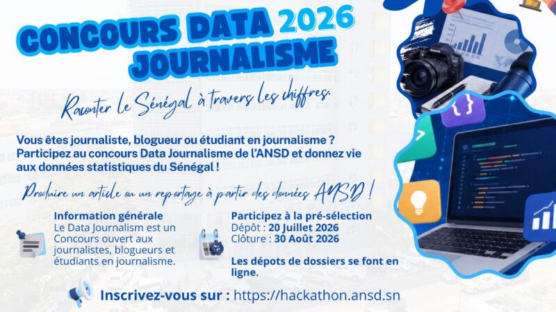Concours Data Journalisme ANSD 2026 : inscriptions du 20 juillet au 30 août
