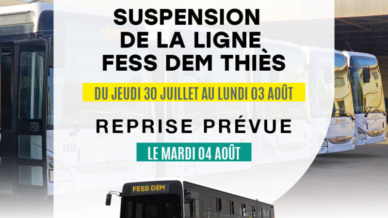 Ligne Fess Dem Thiès suspendue du 30 juillet au 3 août pour le Magal de Touba