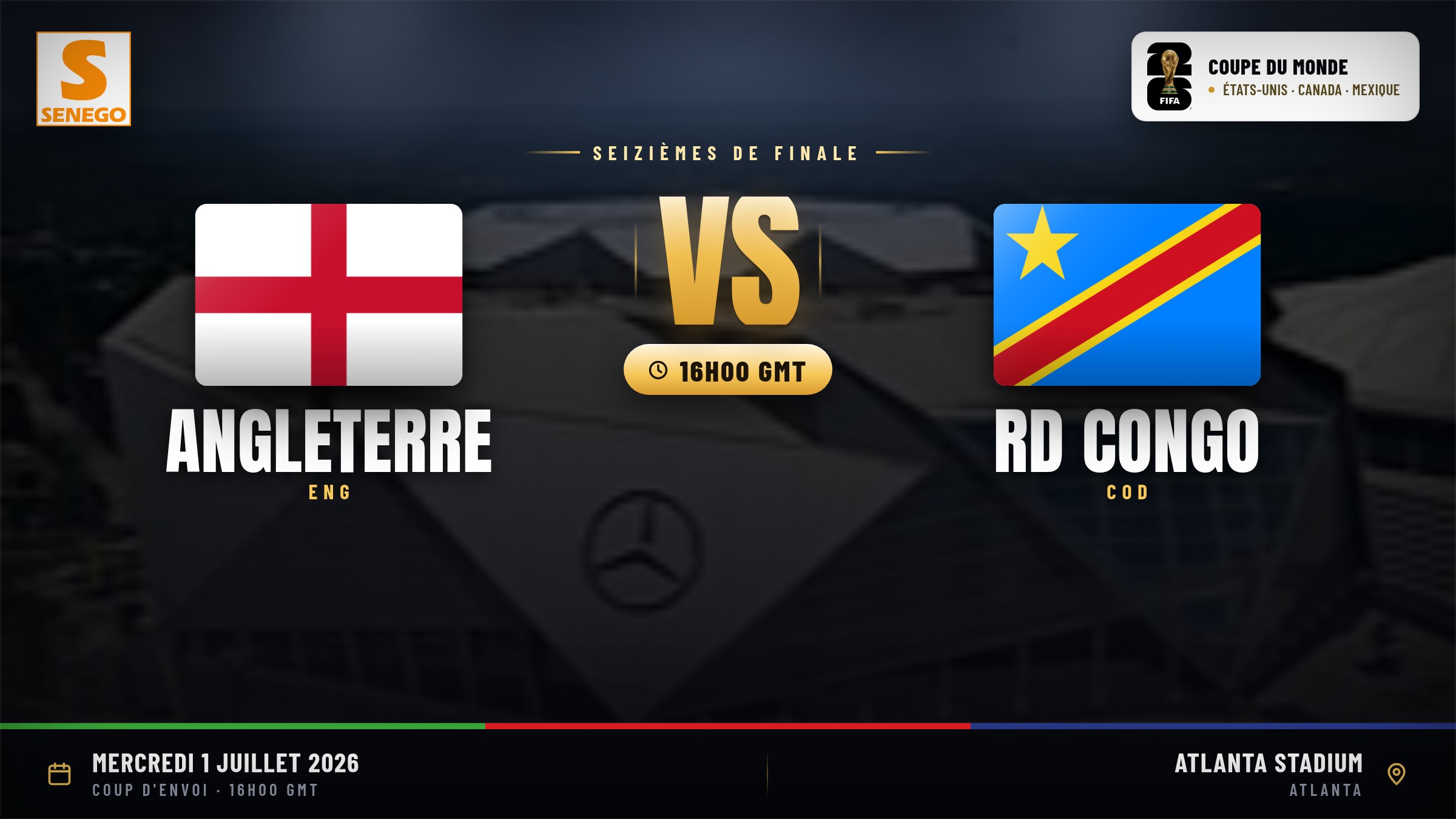 DIRECT – Mondial 2026 : Angleterre vs RD Congo, suivez le seizième de finale en live sur Senego