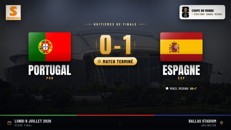 Espagne arrache la victoire au Portugal (1-0) en huitième de finale de la Coupe du monde 2026