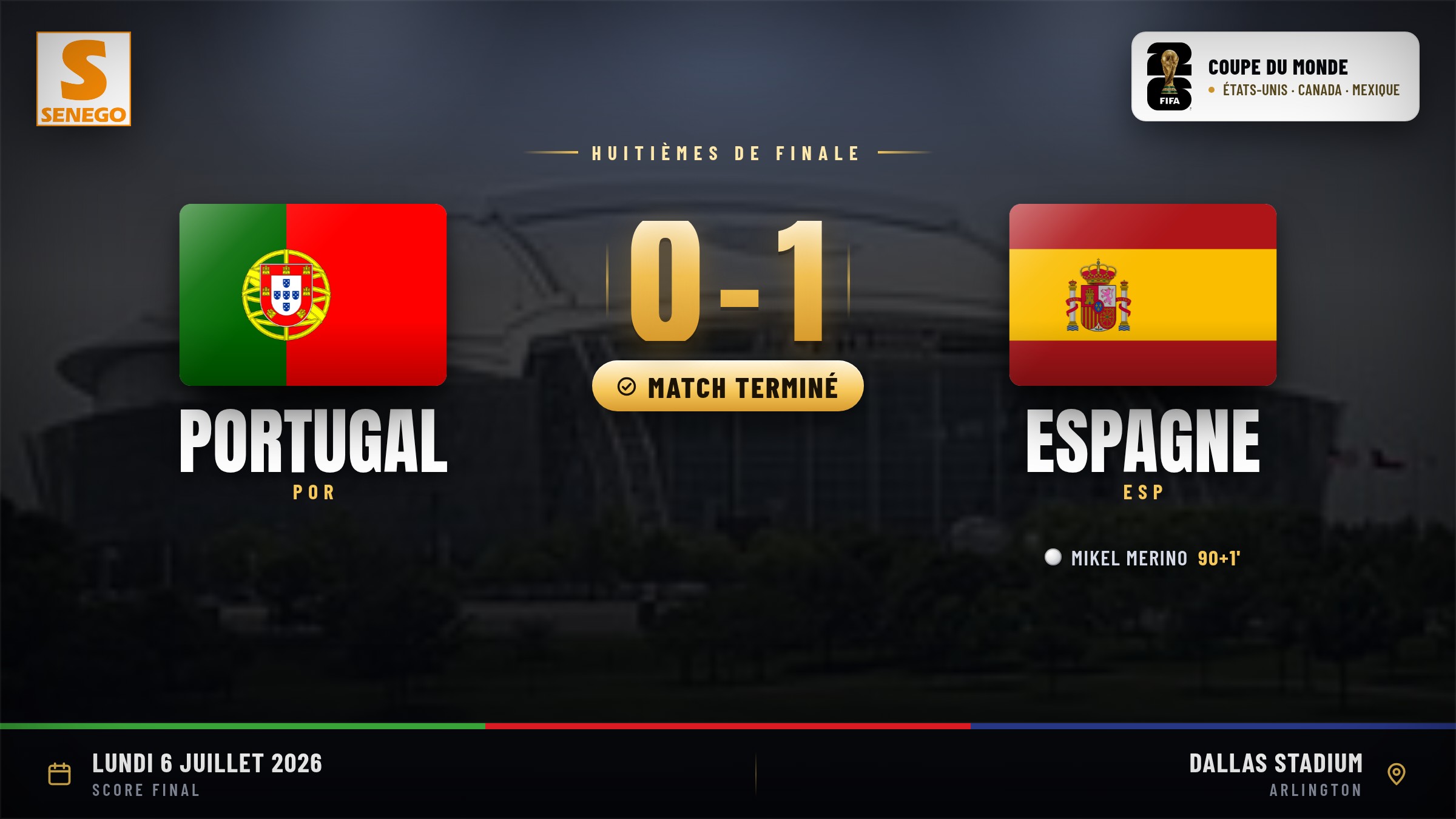 Espagne arrache la victoire au Portugal (1-0) en huitième de finale de la Coupe du monde 2026