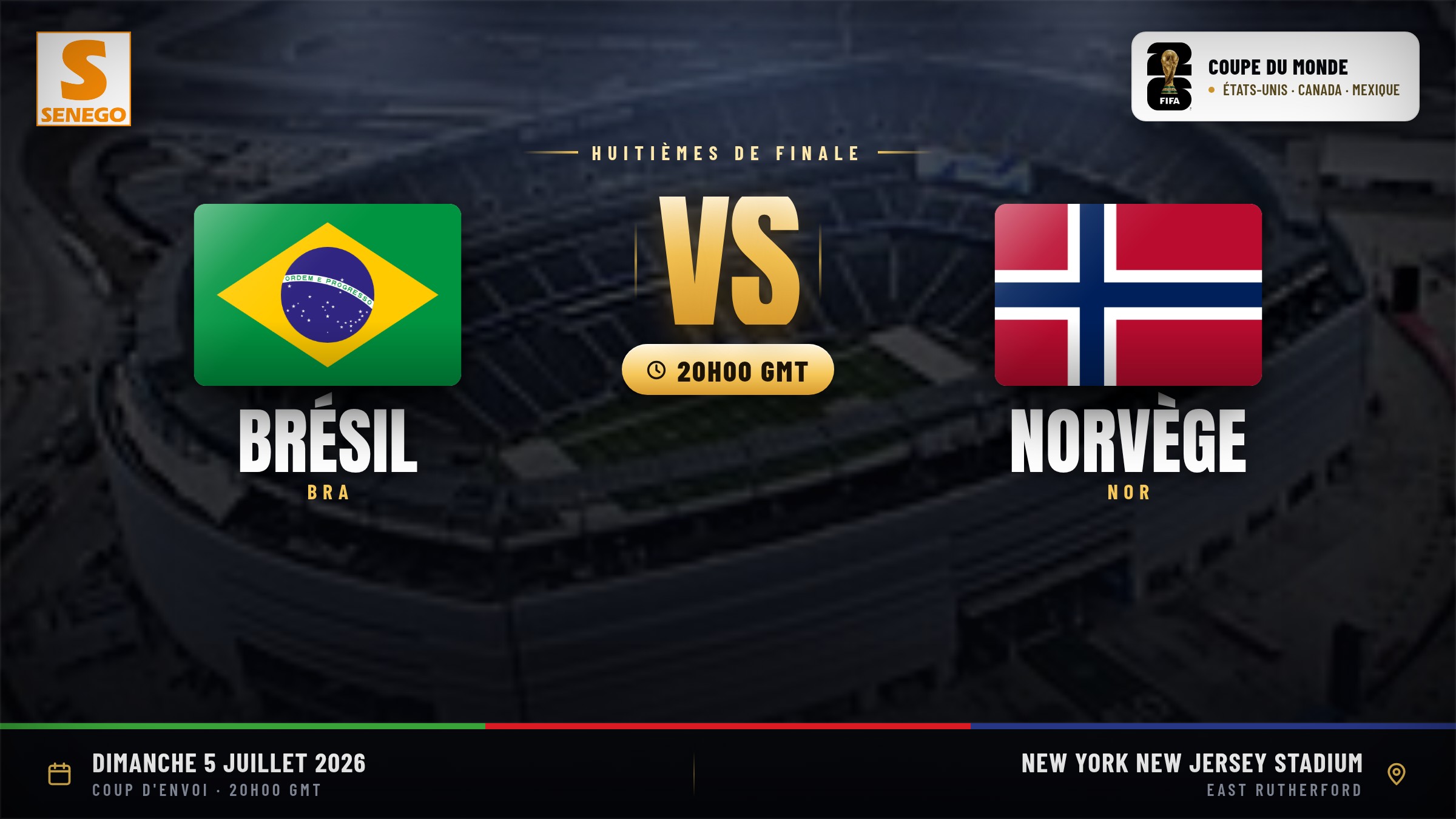 DIRECT – Mondial 2026 : Brésil vs Norvège, suivez le huitième de finale en live sur Senego