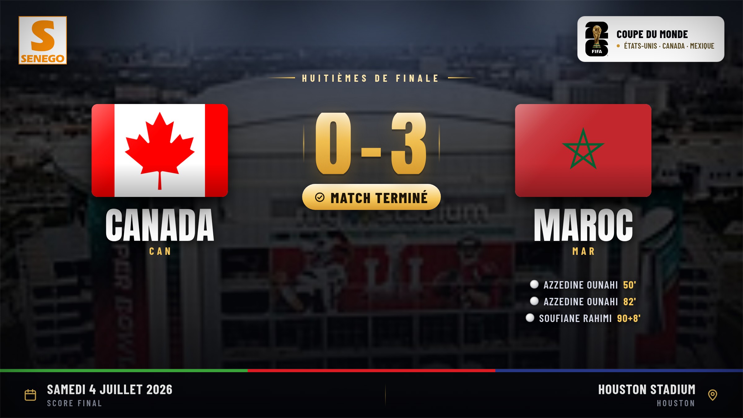 Maroc surpuissant : Ounahi envoie les Lions de l&rsquo;Atlas en quarts d&rsquo;une maîtrise éclatante face au Canada (3-0)