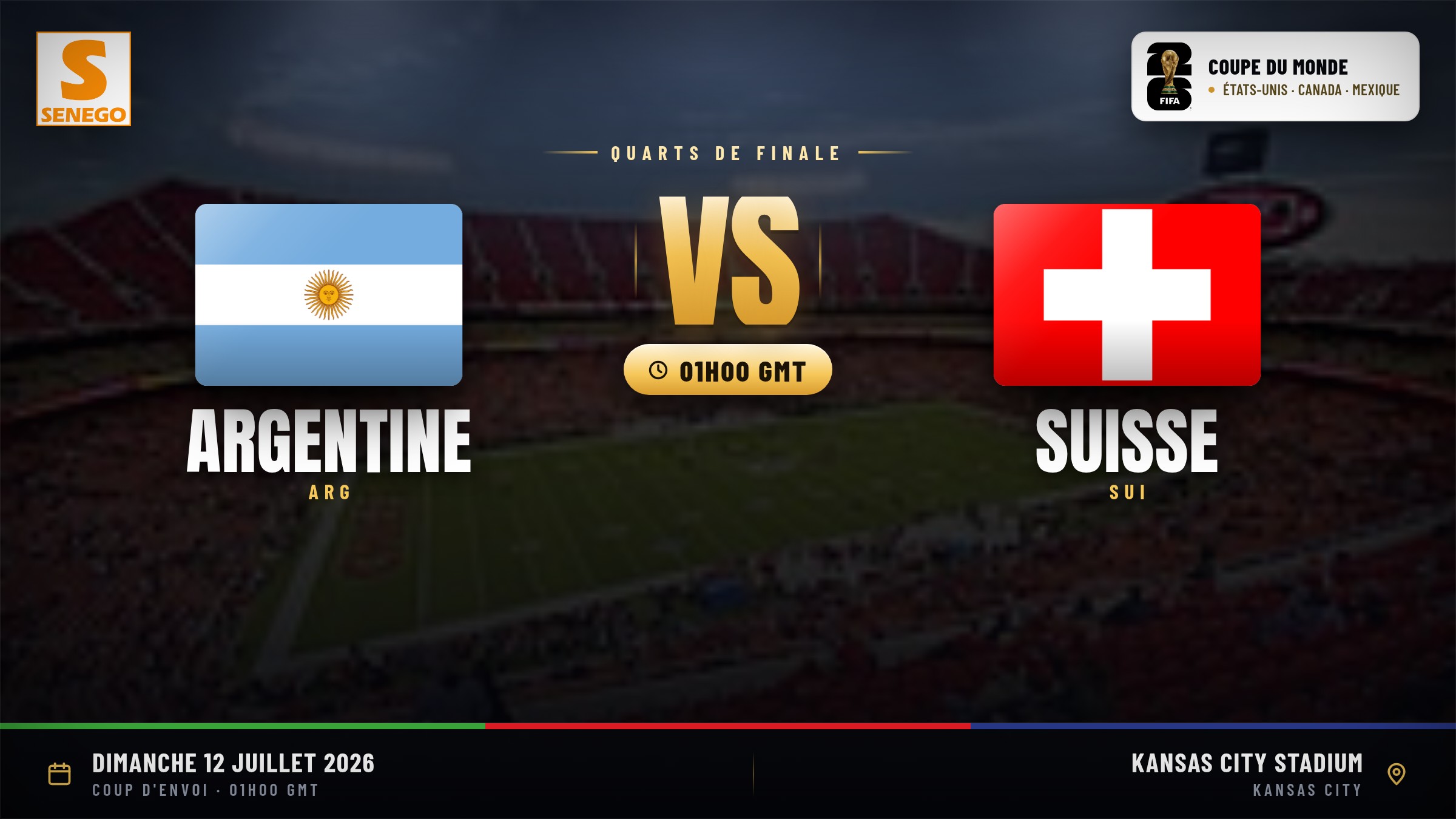 DIRECT – Mondial 2026 : Argentine vs Suisse, suivez quart de finale en live sur Senego