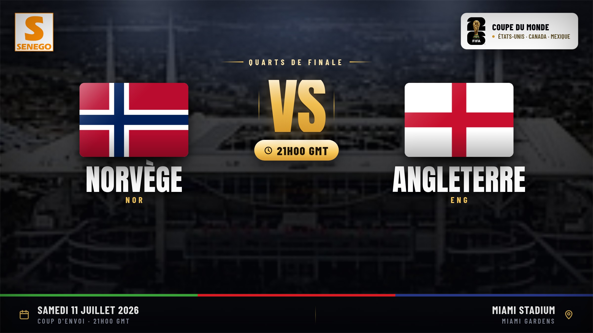 DIRECT – Mondial 2026 : Norvège vs Angleterre, suivez le quart de finale en live sur Senego