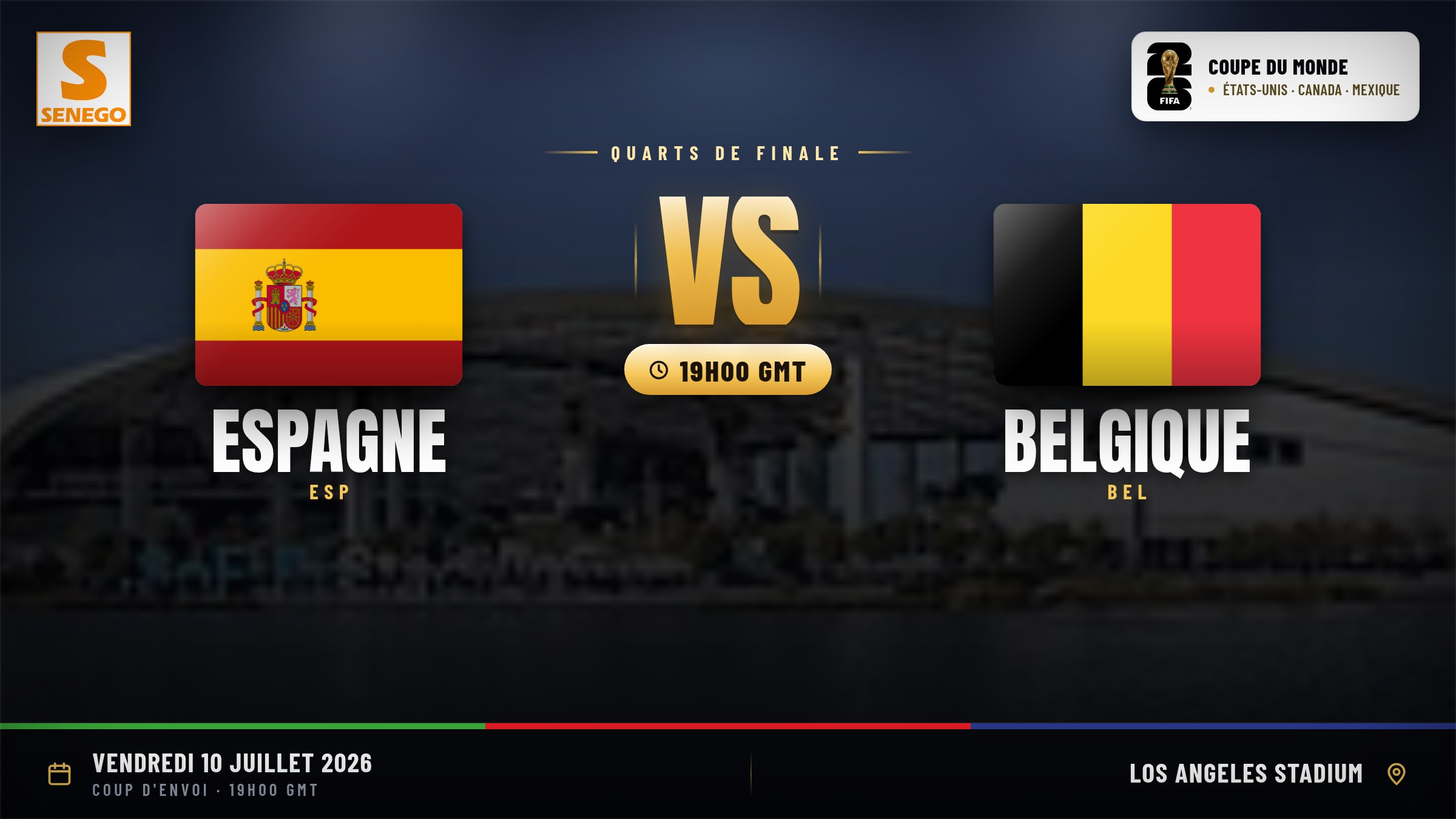 DIRECT – Mondial 2026 : Espagne vs Belgique, suivez quart de finale en live sur Senego