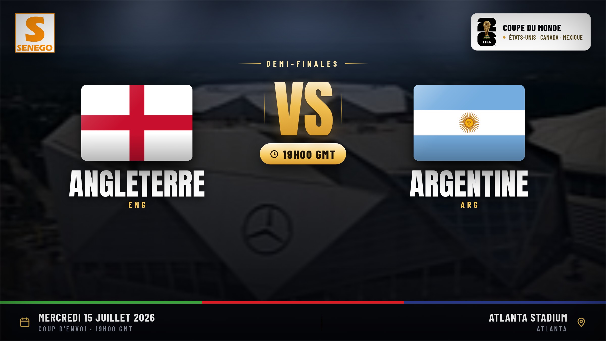 DIRECT – Mondial 2026 : Angleterre vs Argentine, suivez la demi-finale en live sur Senego