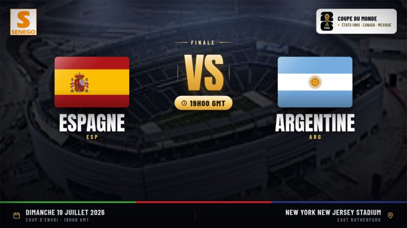 DIRECT – Mondial 2026 : Espagne vs Argentine, suivez la finale en live sur Senego