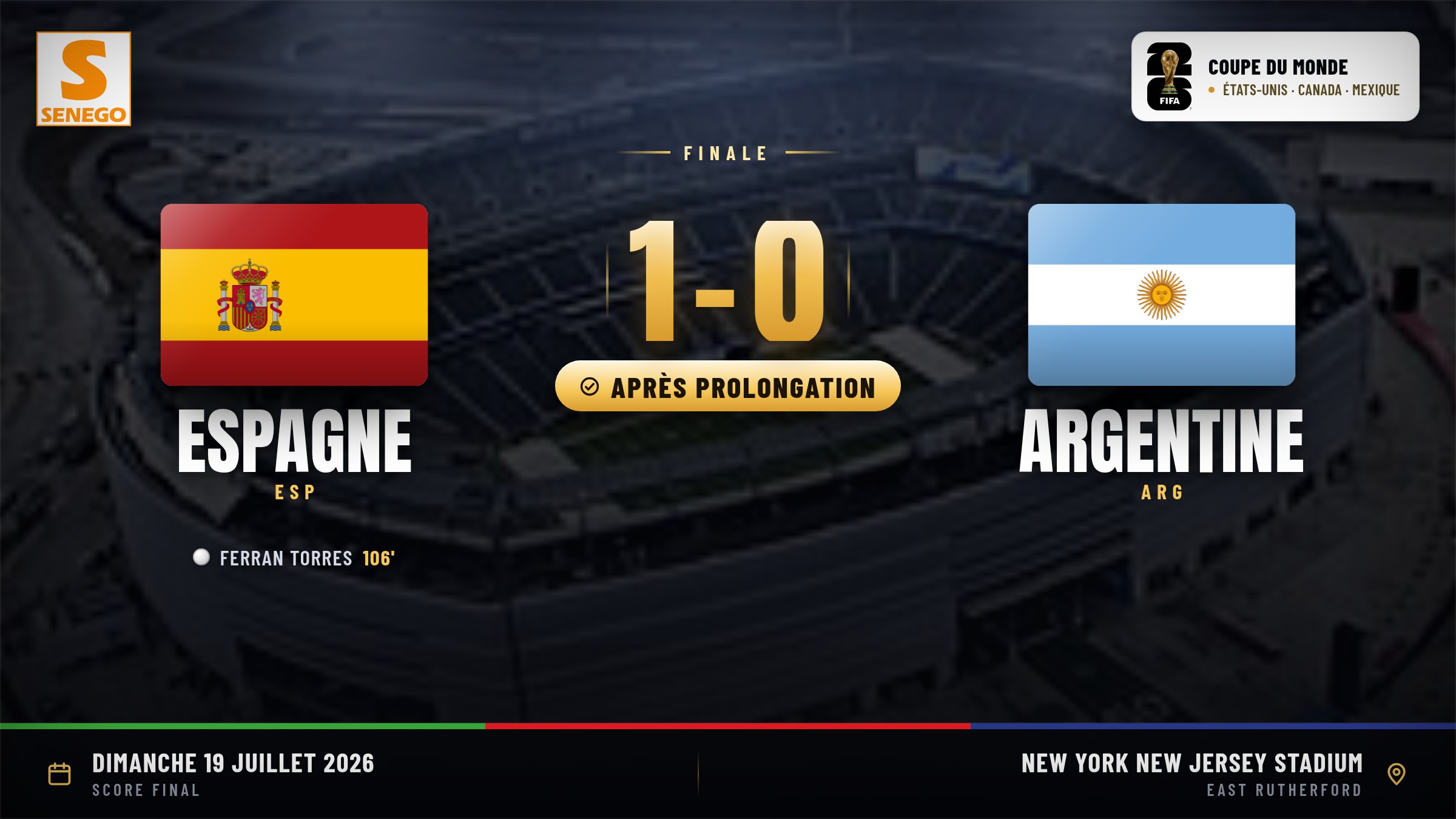 Espagne 1-0 Argentine après prolongation : Ferran Torres offre le titre à la Roja en finale de la Coupe du monde 2026