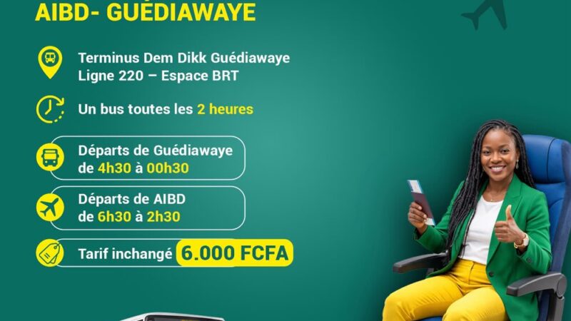 Navette Dem Dikk : Guédiawaye-AIBD toutes les 2h, 6 000 FCFA