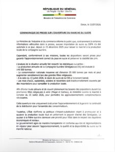 Ouverture du marché du sucre aux importations à partir du 15 juillet 2026