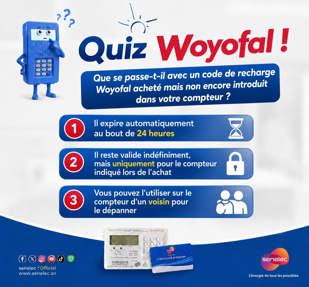 Senelec : les codes Woyofal non utilisés expirent au bout de 24 heures