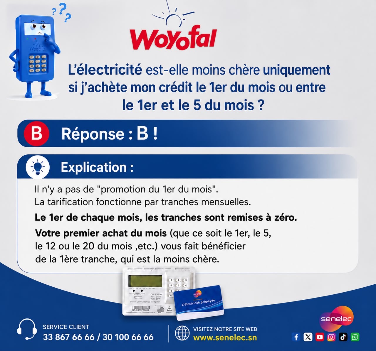 Senelec : pas de promotion le 1er du mois, le prix dépend des tranches