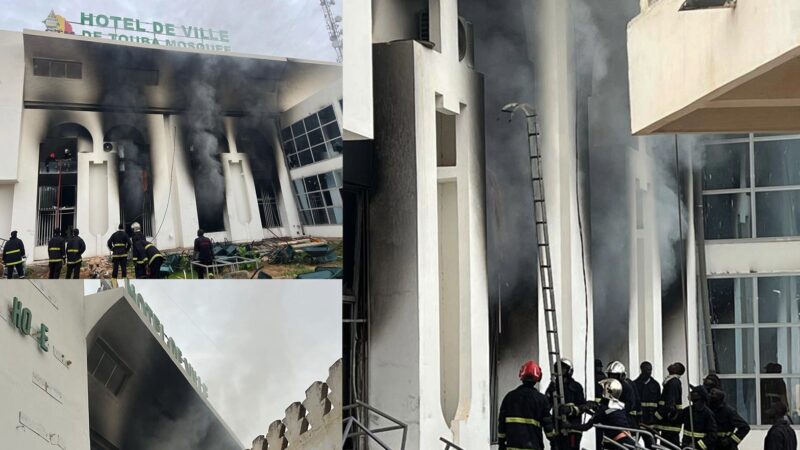 Incendie à la mairie de Touba : les pompiers toujours à pied d’œuvre, l’arrivée de renforts semble nécessaire