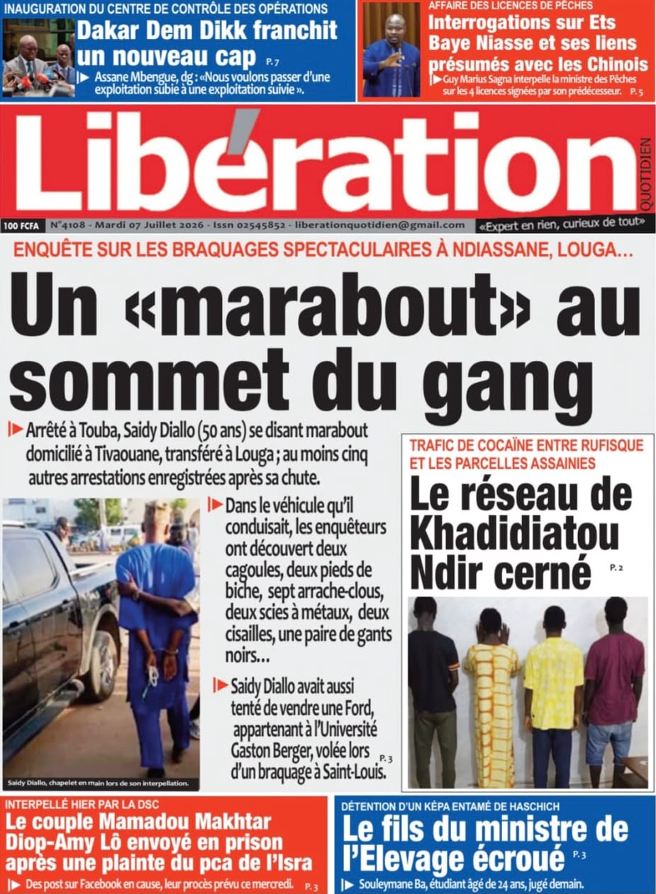 Découvrez les Unes des journaux sénégalais du mardi 07 juillet 2026