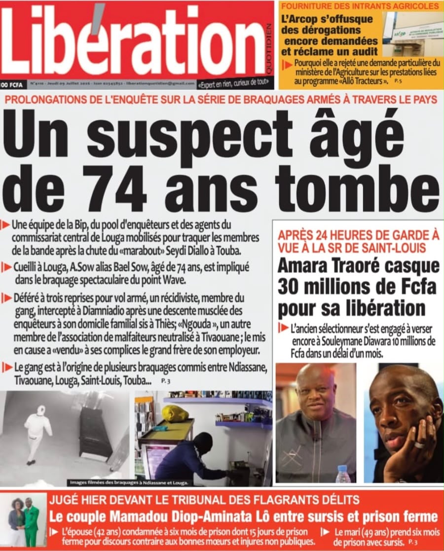 Découvrez les Unes des journaux sénégalais du jeudi 09 juillet 2026