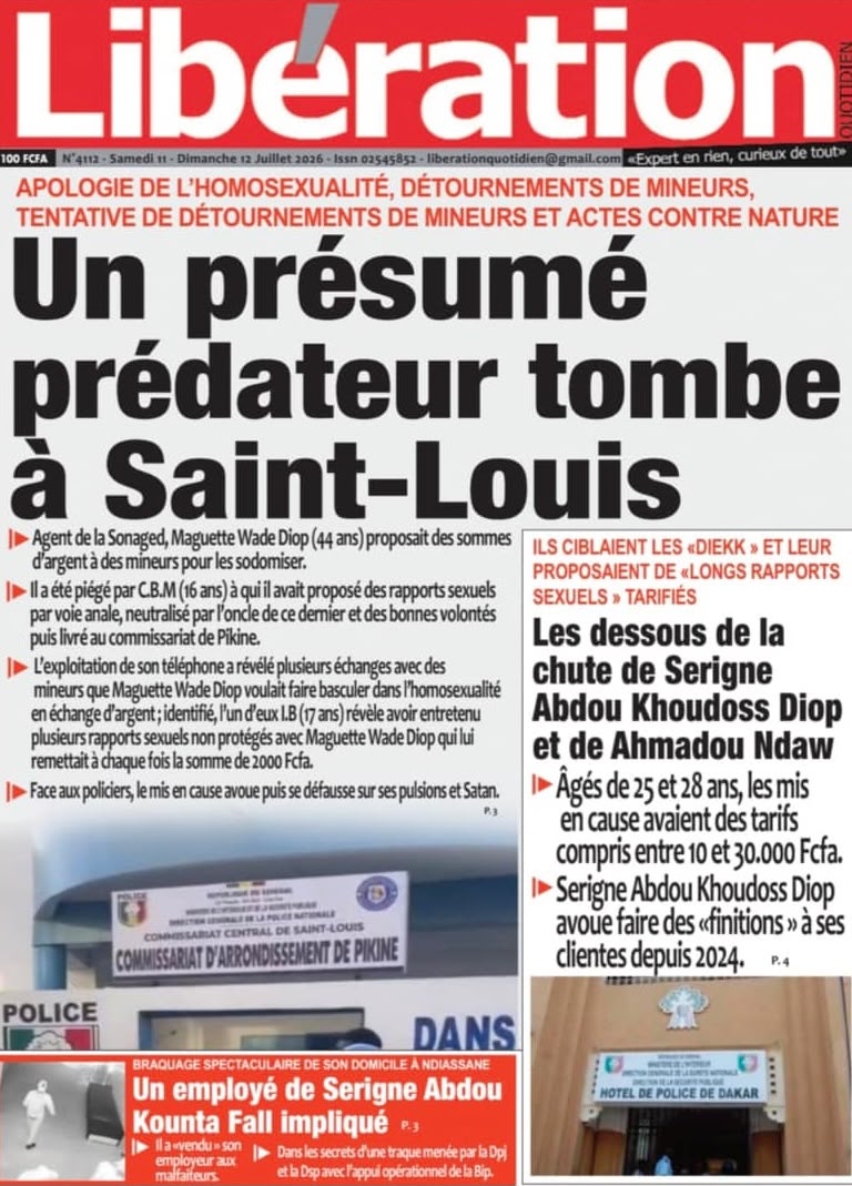 Découvrez les Unes des journaux sénégalais du samedi 11 juillet 2026