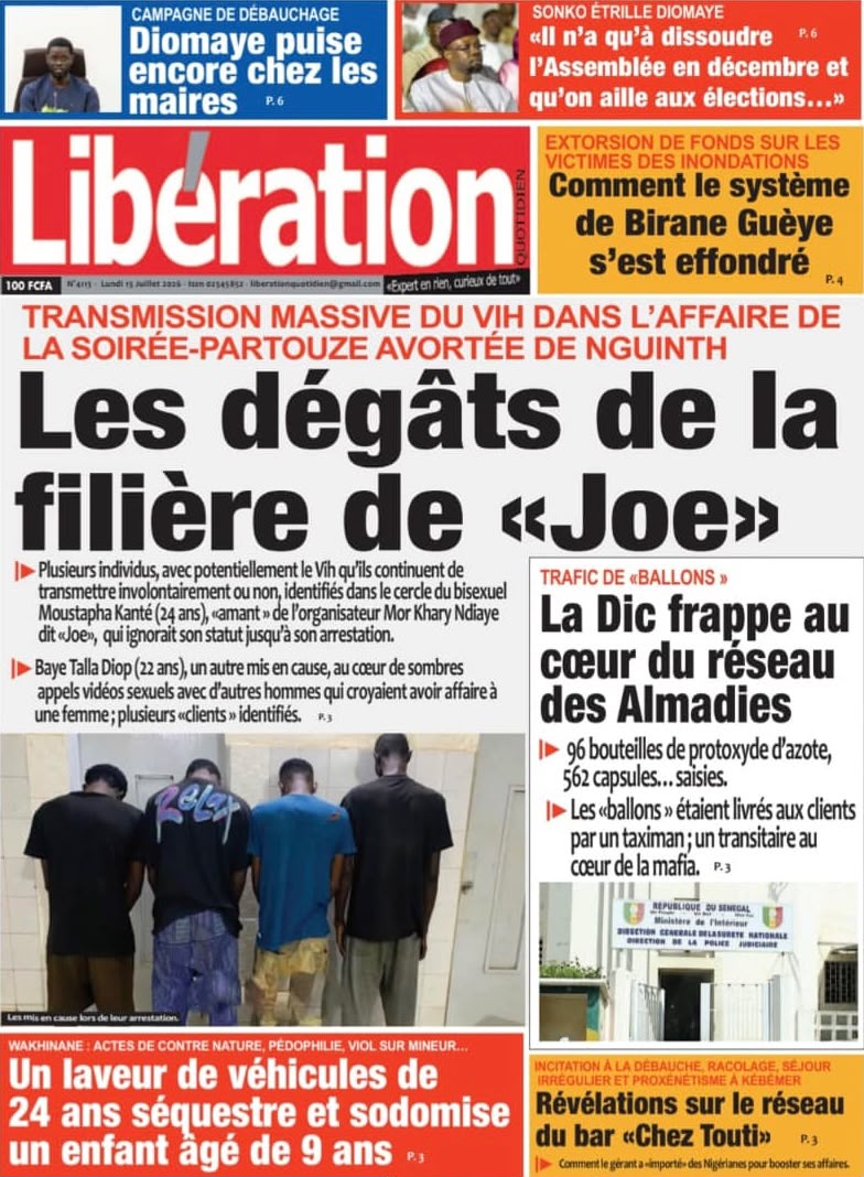 Découvrez les Unes des journaux sénégalais du lundi 13 juillet 2026