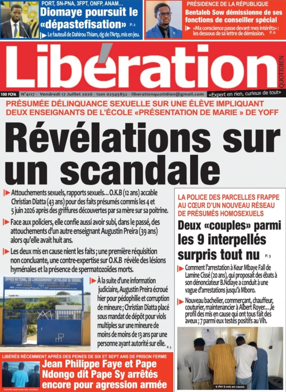 Découvrez les Unes des journaux sénégalais du vendredi 17 juillet 2026