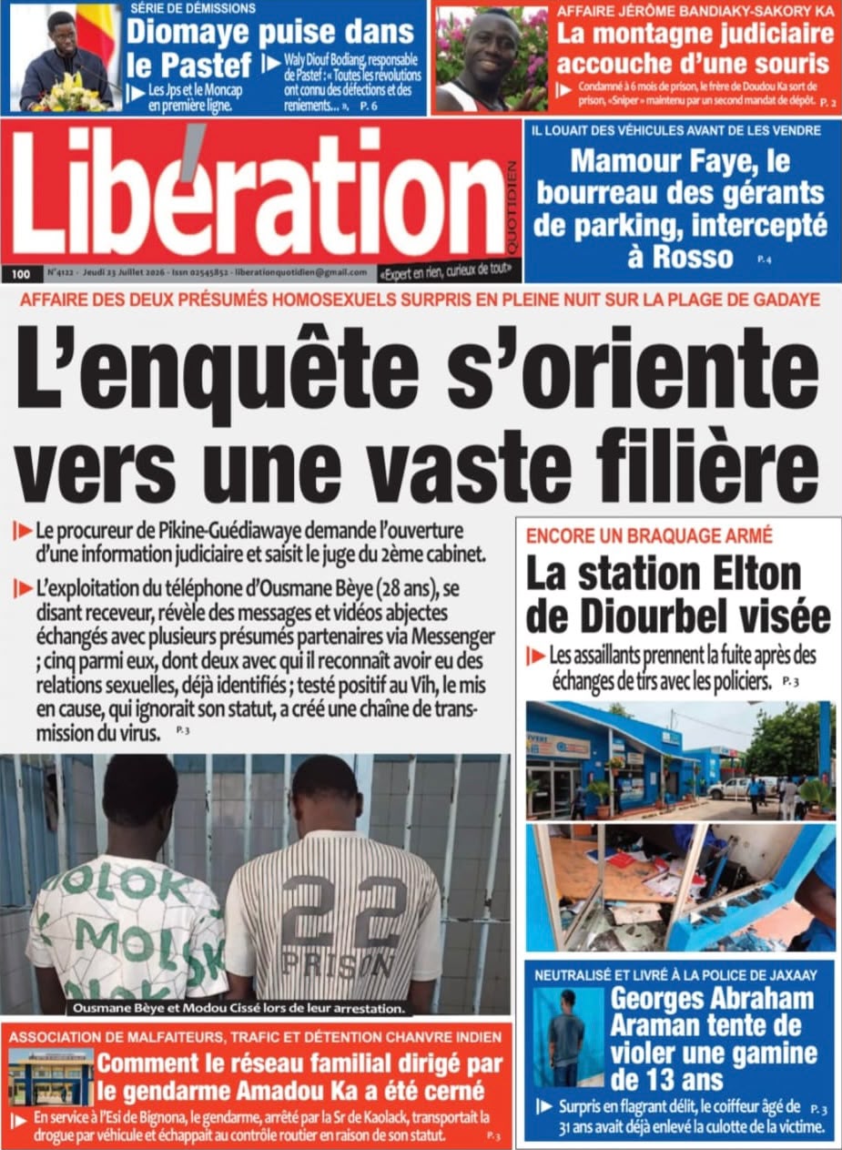 Découvrez les Unes des journaux sénégalais du jeudi 23 juillet 2026