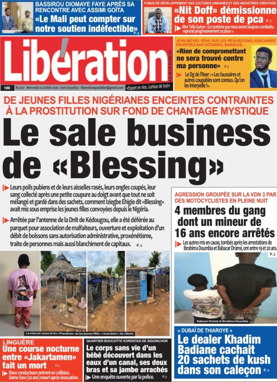 Découvrez les Unes des journaux sénégalais du mercredi 29 juillet 2026