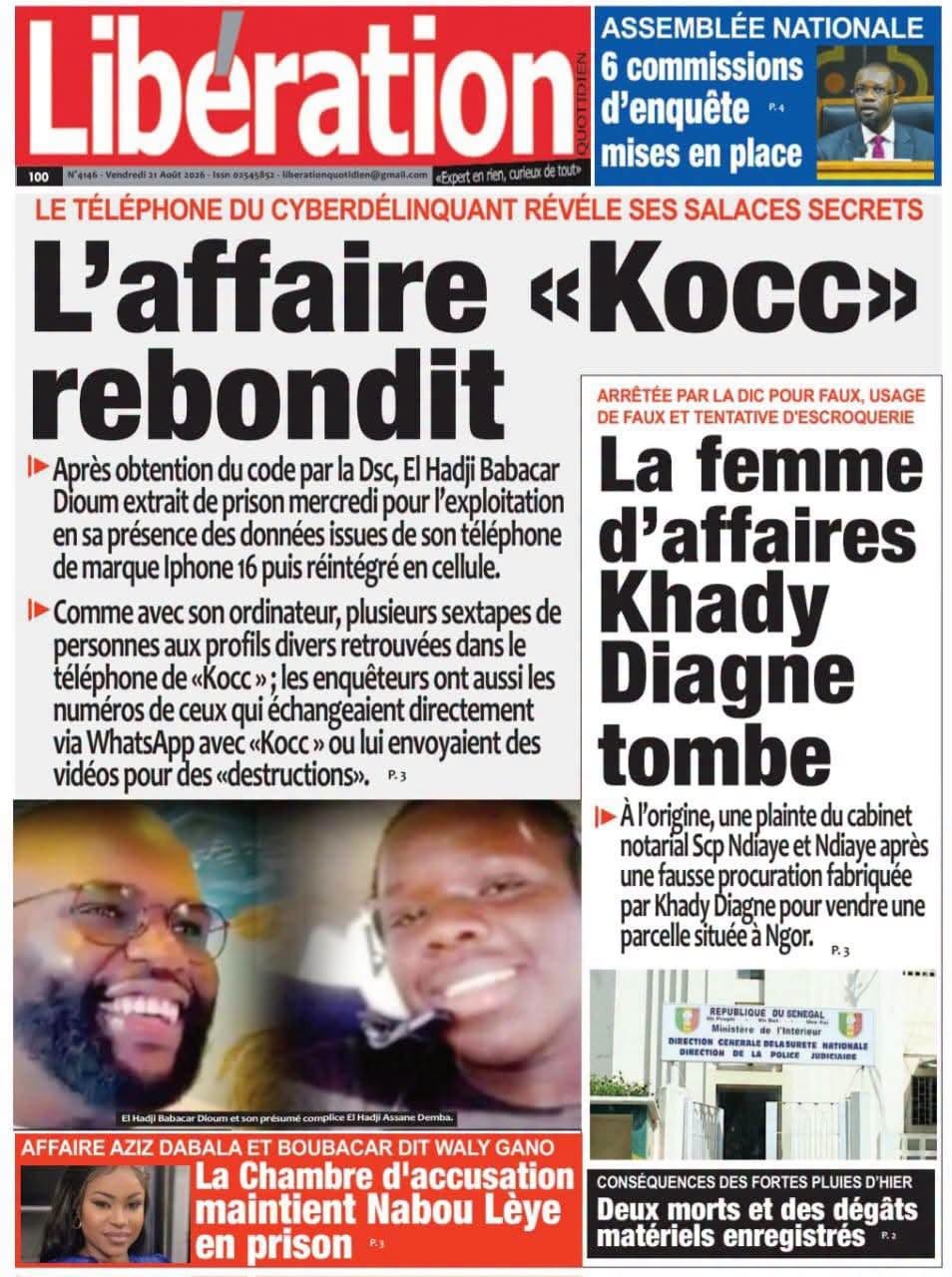 Découvrez les Unes des journaux sénégalais du vendredi 21 août 2026