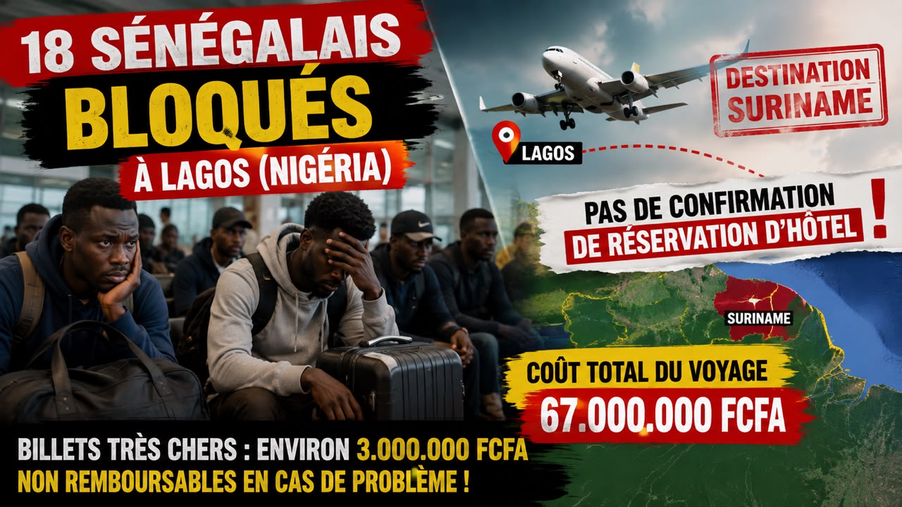 18 Sénégalais bloqués à Lagos en route vers le Suriname : un voyage estimé à…