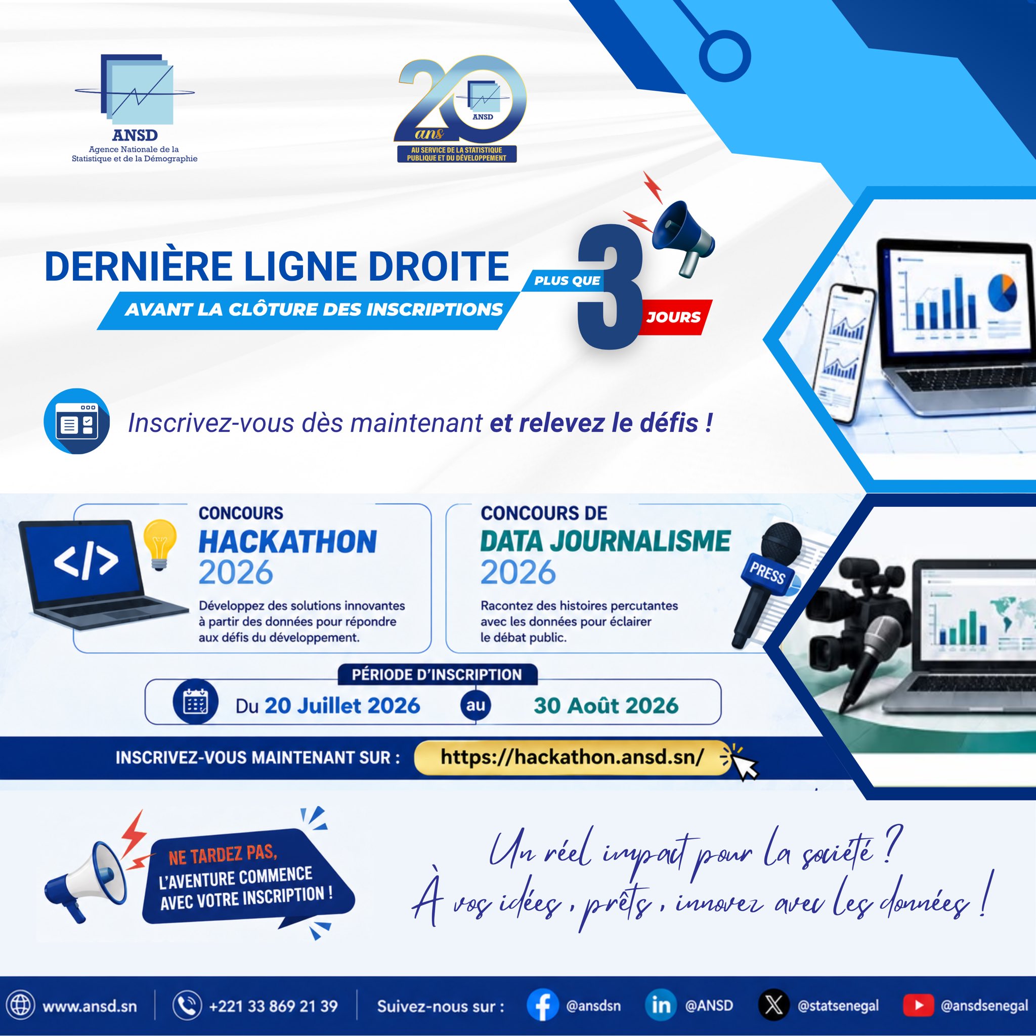 ANSD : clôture des inscriptions au Hackathon et Data Journalisme dans 3 jours