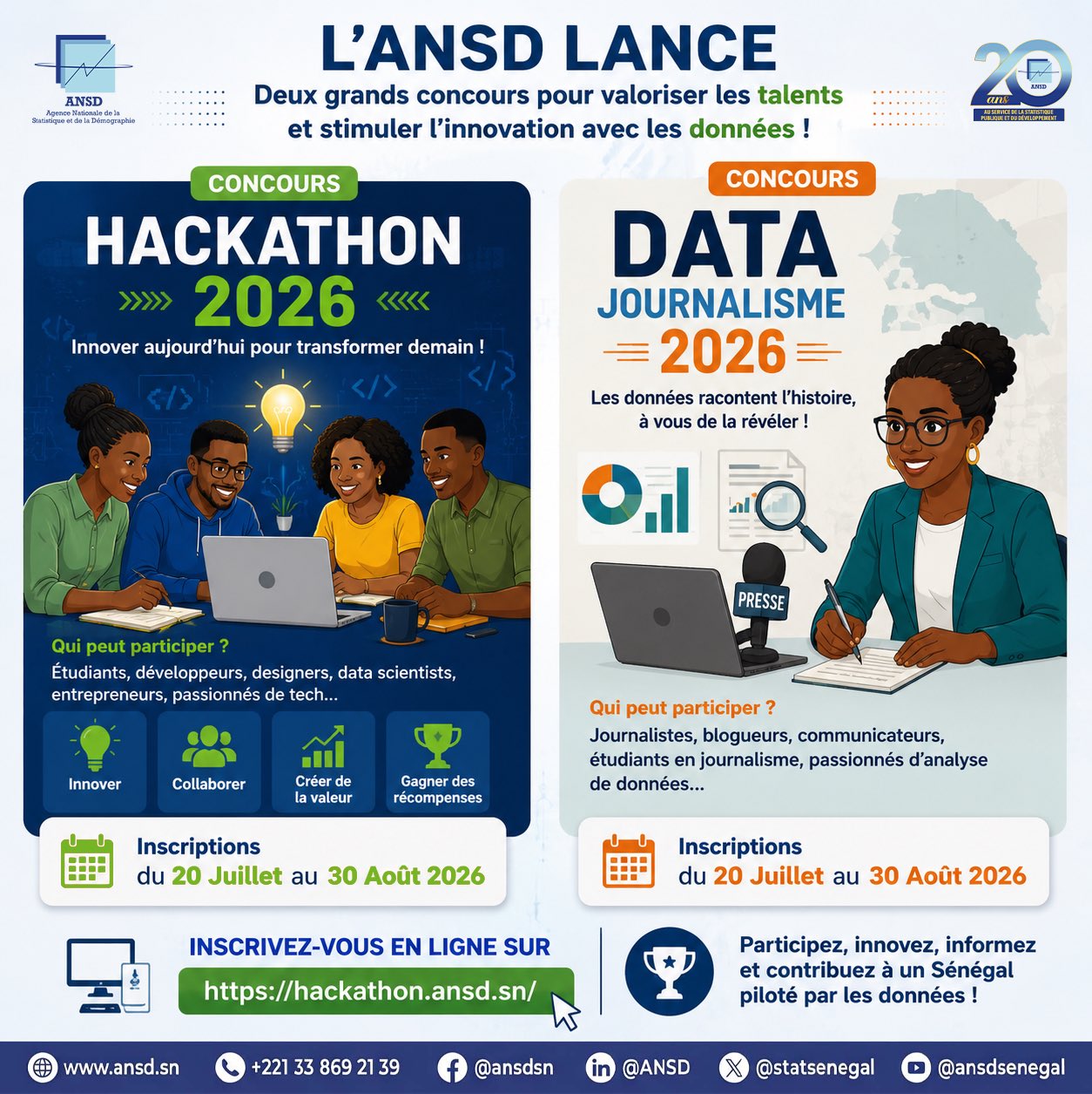 ANSD : inscriptions ouvertes pour les concours Hackathon et Data Journalisme 2026
