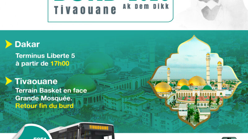 Burd 2026 : navette spéciale Dem Dikk Dakar-Tivaouane à 2500 FCFA
