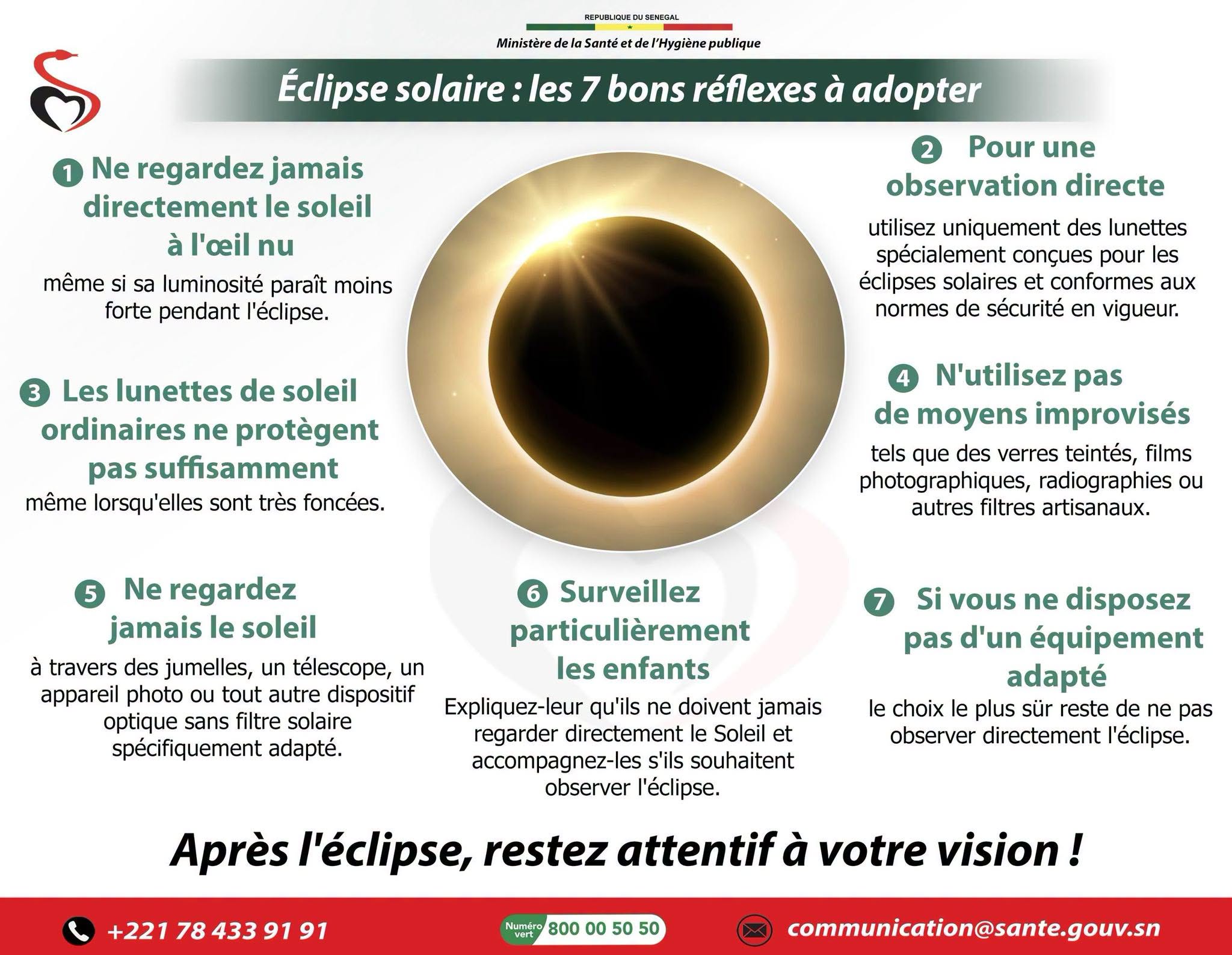 Éclipse solaire : le Ministère de la Santé met en garde contre les risques oculaires