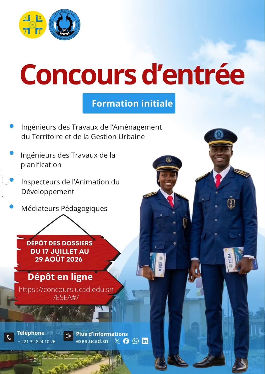 Concours direct ESEA-UCAD 2026-2027 : dépôt en ligne du 17 juillet au 29 août