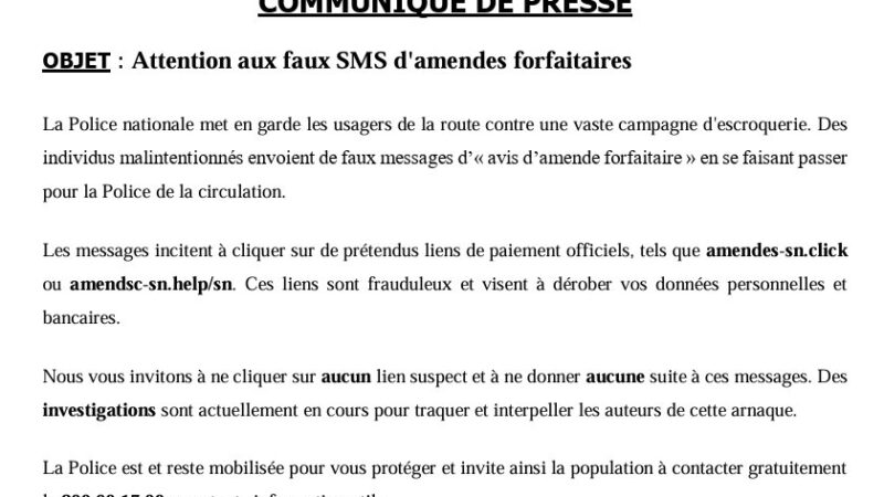 Faux SMS d&rsquo;amendes : la Police nationale met en garde contre une arnaque