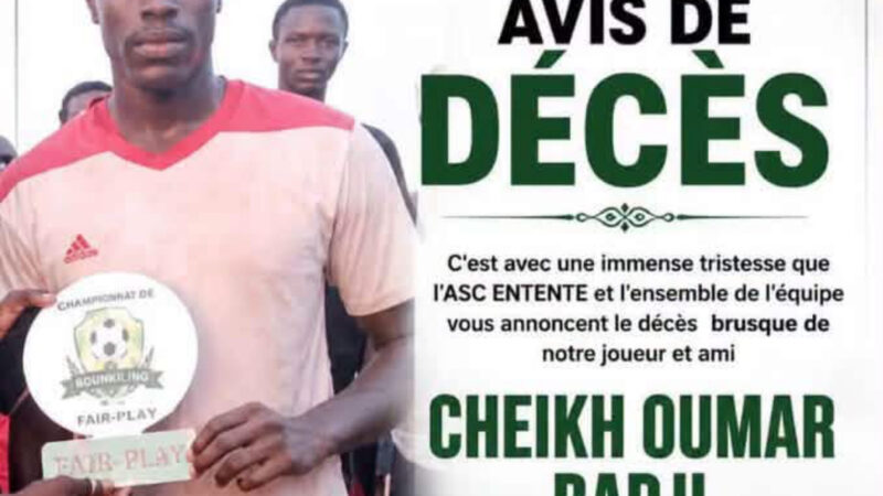 Bounkiling : un joueur de l&rsquo;ASC ENTENTE décède en séance d&rsquo;entraînement