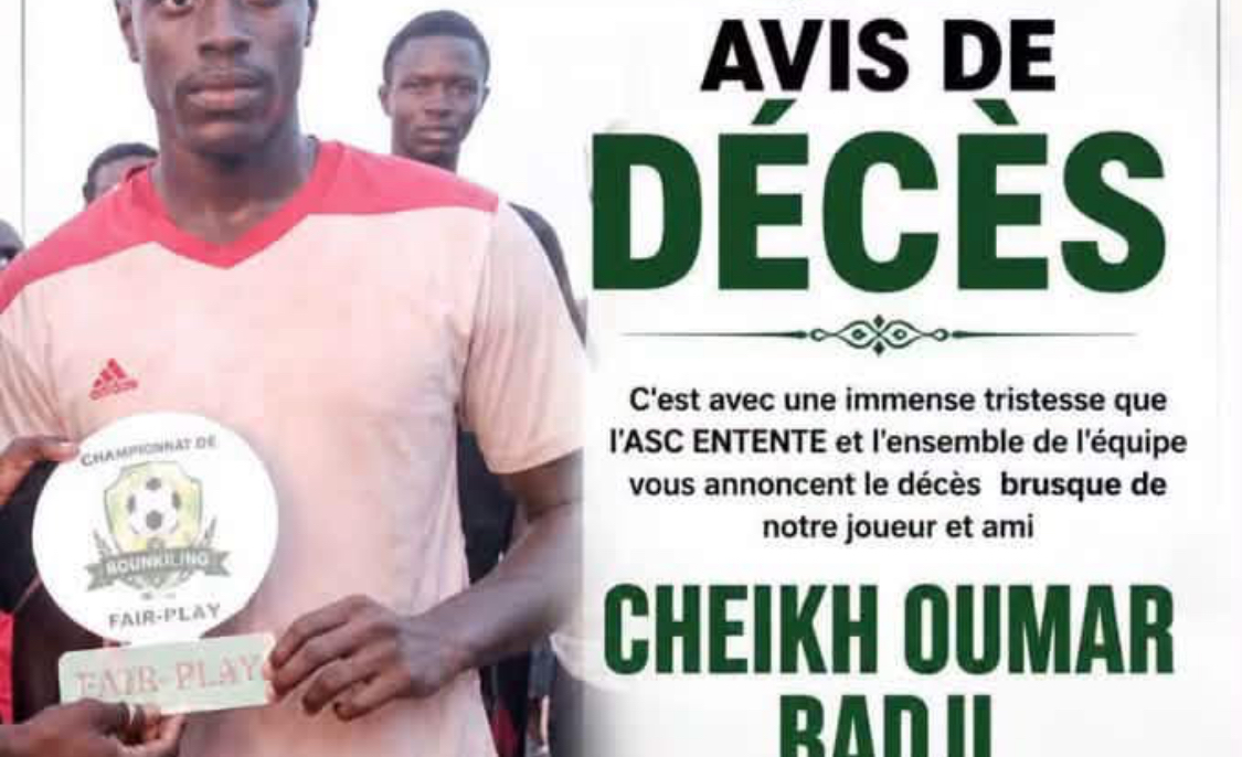 Bounkiling : décès du joueur Cheikh Oumar Badji lors d’un entraînement