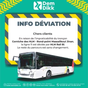 Ligne 11 de Dakar Dem Dikk déviée : itinéraire modifié sur la Corniche des HLM