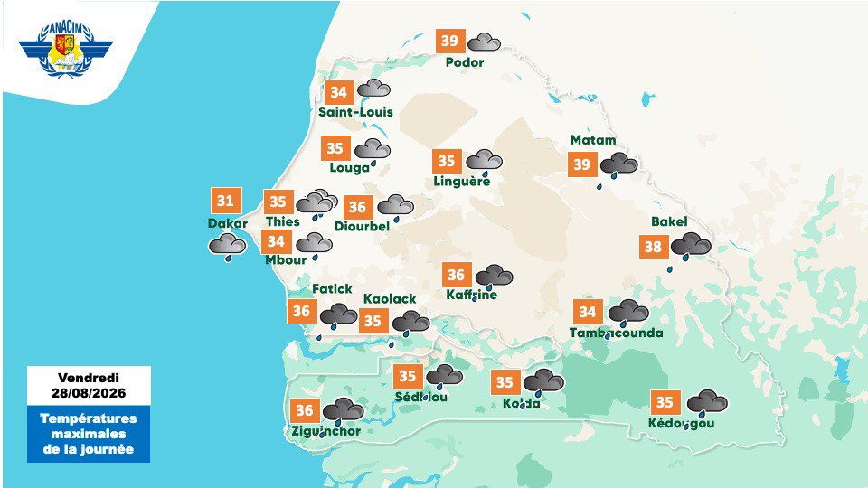 Orages et pluies attendus au Sud et Sud-Est du Sénégal ce week-end