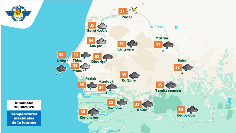 Orages et pluies attendus ce dimanche sur plusieurs régions du Sénégal