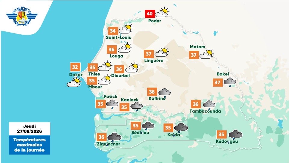 Pluies orageuses attendues au Sud et Centre-sud du Sénégal les 27 et 28 août