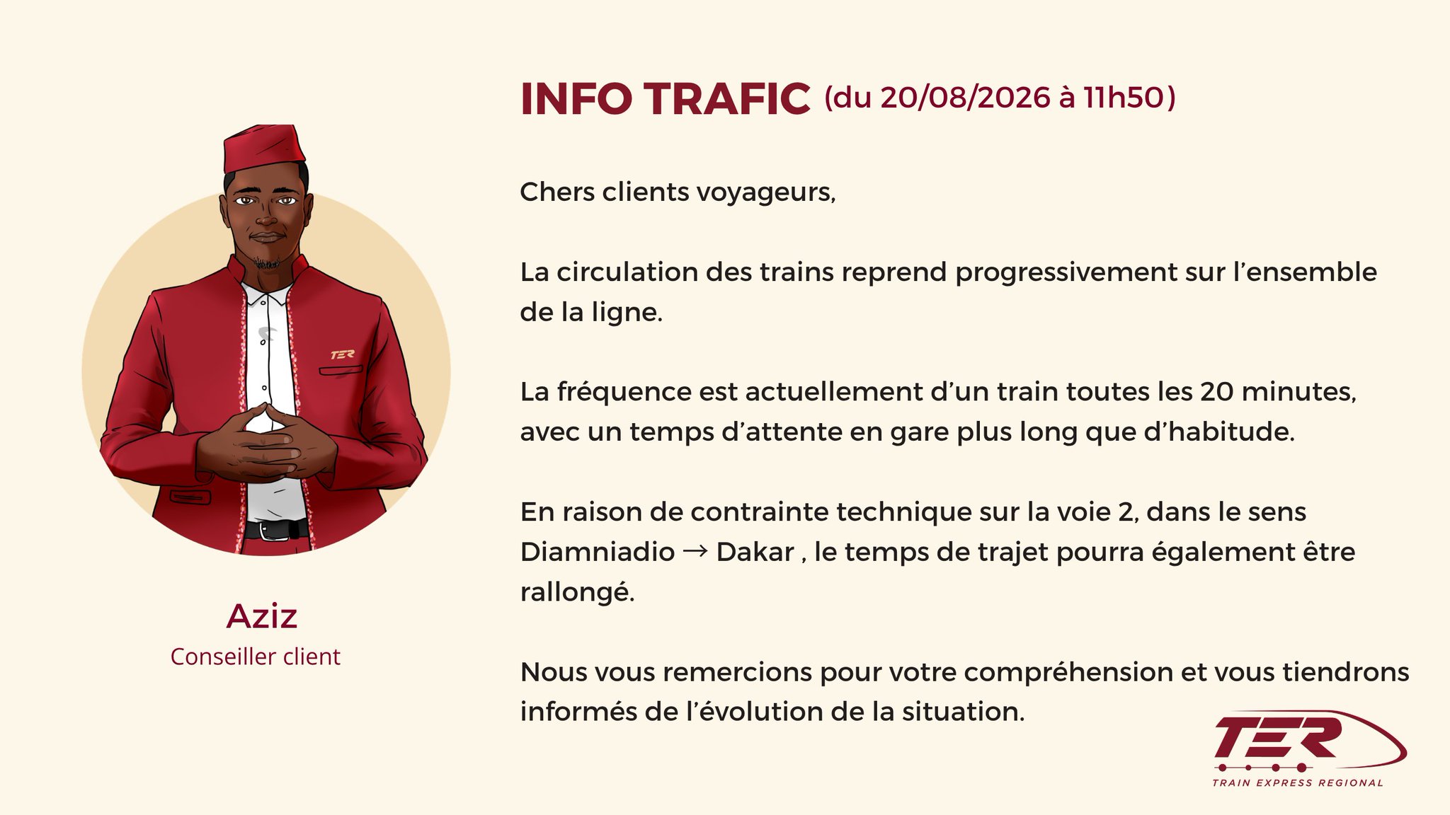 TER : reprise progressive du trafic, un train toutes les 20 minutes ce 20 août