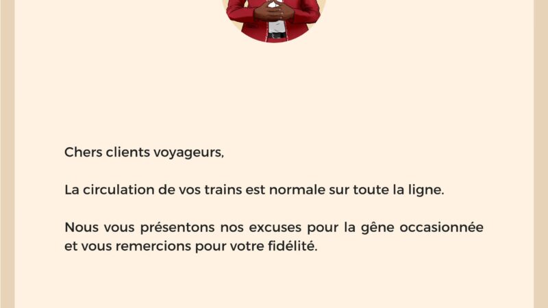 Trafic TER normal sur toute la ligne ce 24 août 2026