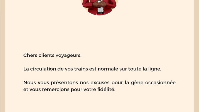 Trafic TER normal sur toute la ligne ce 25 août 2026