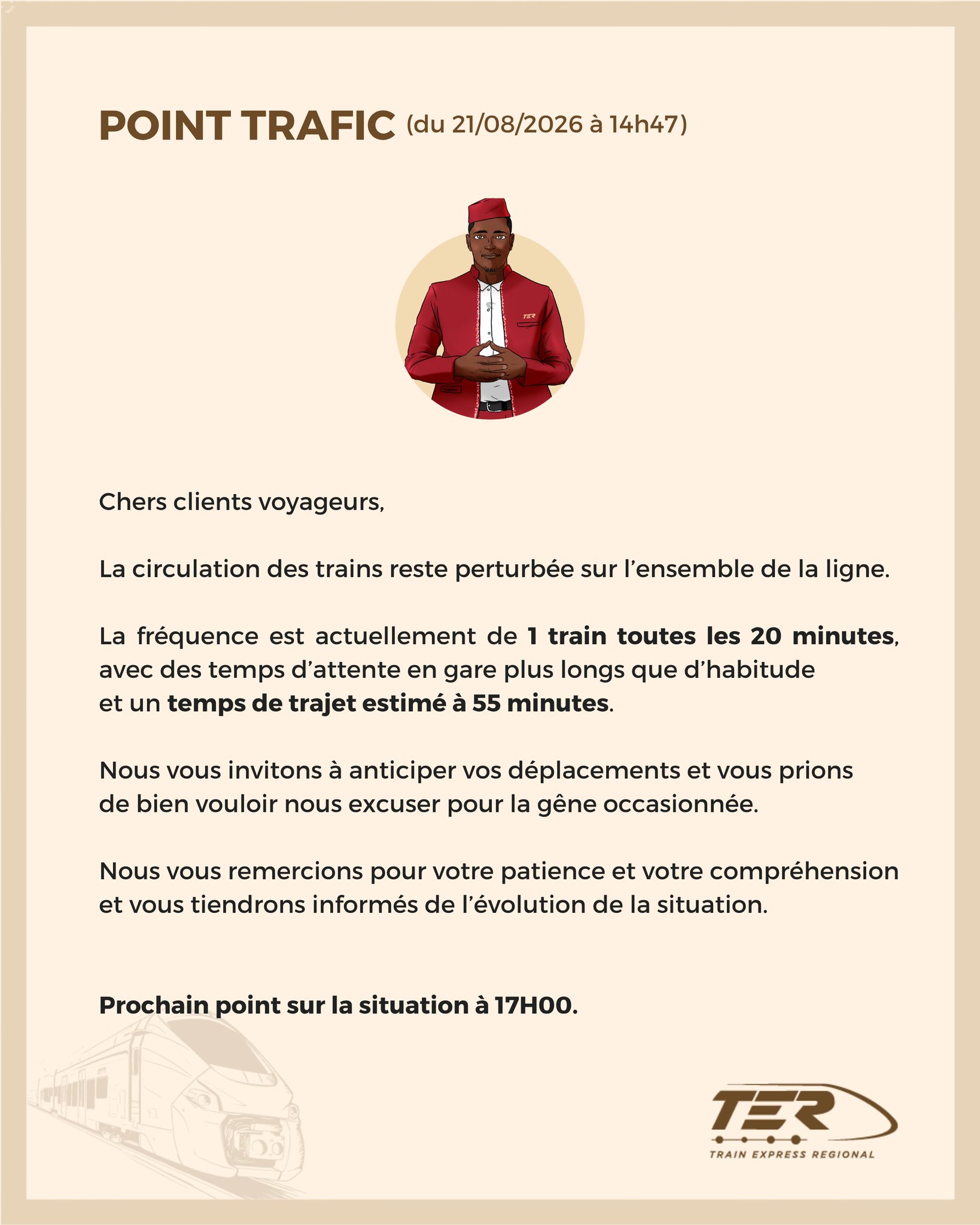 Trafic TER perturbé ce 21 août : 1 train toutes les 20 minutes