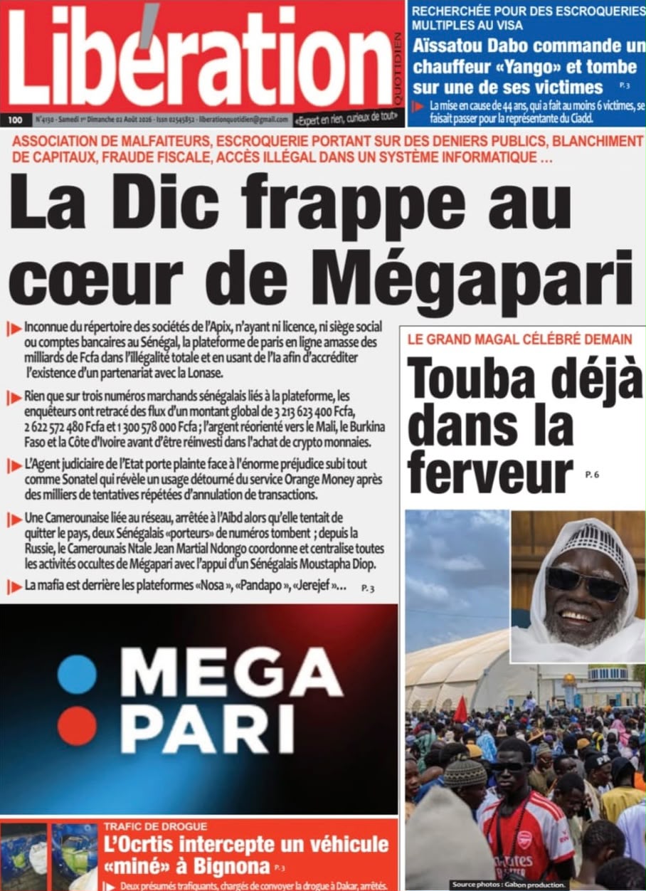 Découvrez les Unes des journaux sénégalais du samedi 1er août 2026