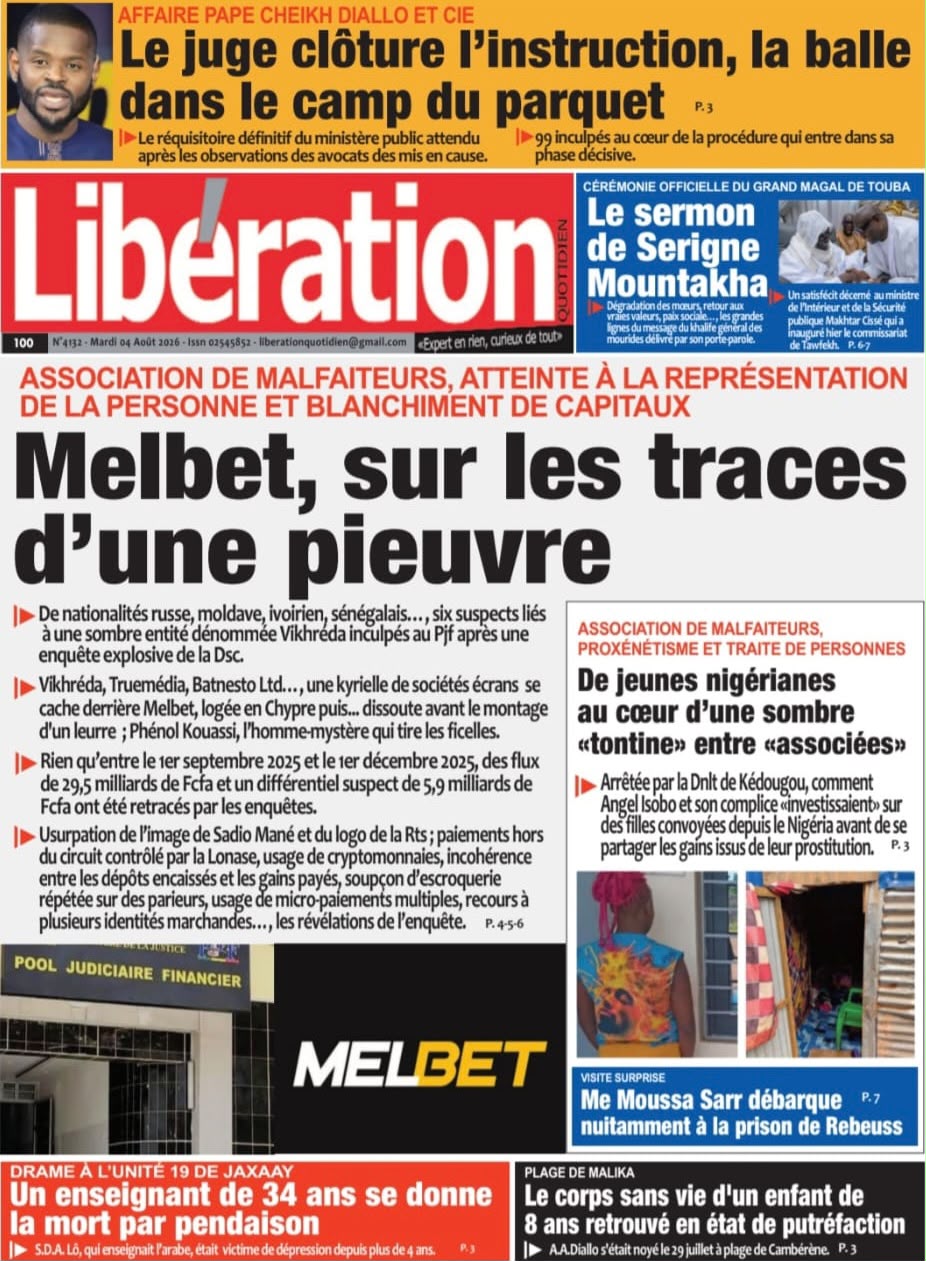 Découvrez les Unes des journaux sénégalais du mardi 04 août 2026