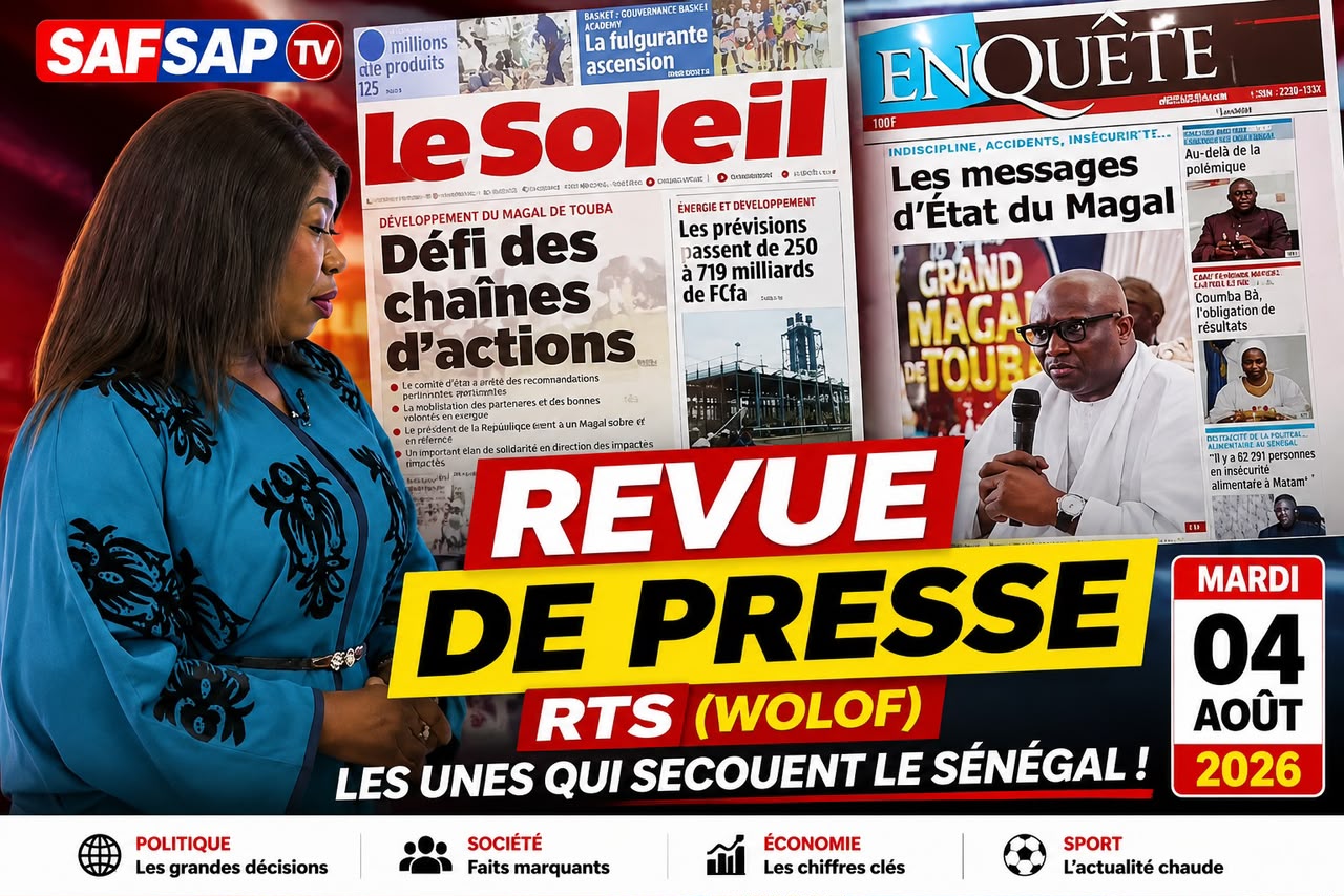Revue de presse RTS (Wolof) : Les Unes qui secouent le Sénégal ! | Mardi 04 août 2026 (Vidéo)